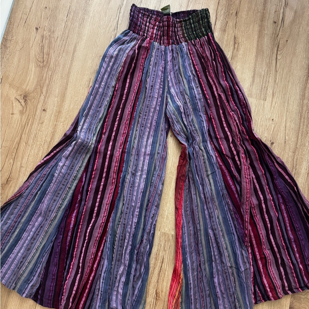 Colorful Striped 100% cotton Wide-Leg Pants